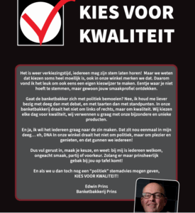 Bakkerij Prins heeft ludieke verkiezingsactie